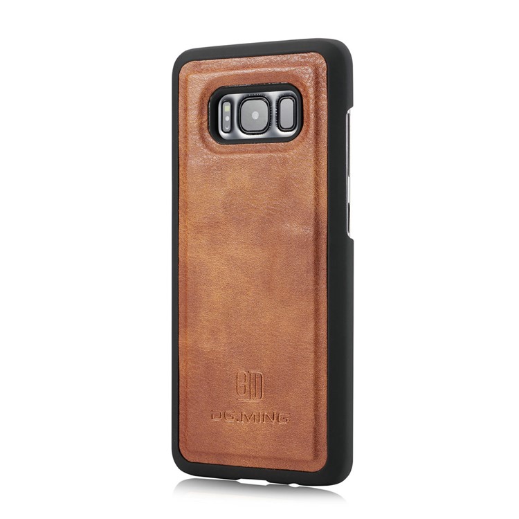 dg. MING Split Leather Multi-Bolsa de fenda com capa traseira de PC removível para Samsung Galaxy S8 Plus G955 - Castanho-5