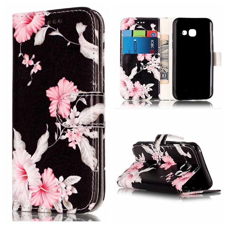

For Samsung Galaxy A5 (2017) SM-A520F Stand Leather Wallet Phone Cover - Azalea Flower, Galaxy A5 (2017)