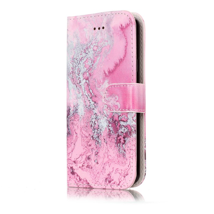 Patterned Leather Wallet Mobile Phone Casing for Samsung Galaxy A3 SM-A310F (2016) - Rose and Grey Lava Pattern-2