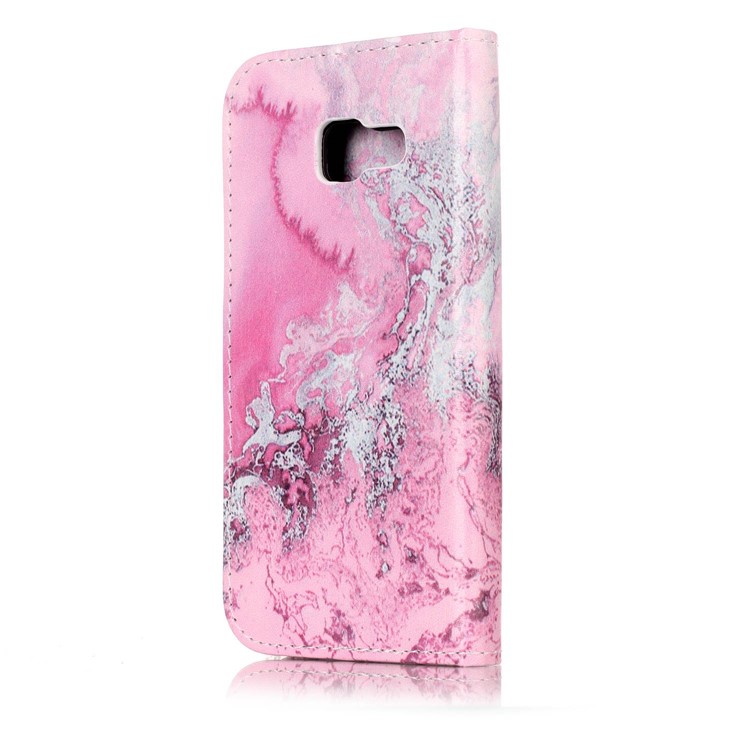 Patterned Leather Wallet Mobile Phone Casing for Samsung Galaxy A3 SM-A310F (2016) - Rose and Grey Lava Pattern-3