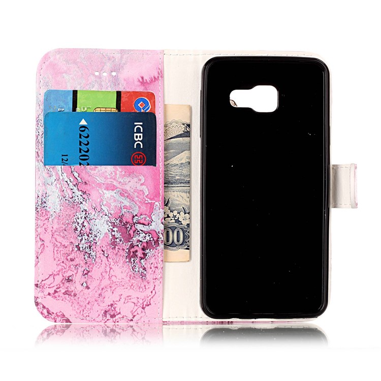Patterned Leather Wallet Mobile Phone Casing for Samsung Galaxy A3 SM-A310F (2016) - Rose and Grey Lava Pattern-4