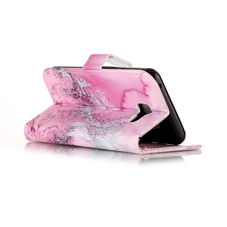 Patterned Leather Wallet Mobile Phone Casing for Samsung Galaxy A3 SM-A310F (2016) - Rose and Grey Lava Pattern-6