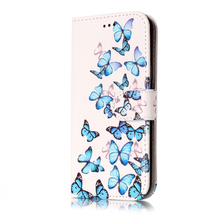 Patterned Wallet Leather Stand Case for Samsung Galaxy J3 Emerge/J3 Prime/J3 (2017) - Blue Butterflies-2