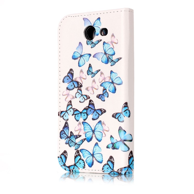 Patterned Wallet Leather Stand Case for Samsung Galaxy J3 Emerge/J3 Prime/J3 (2017) - Blue Butterflies-3