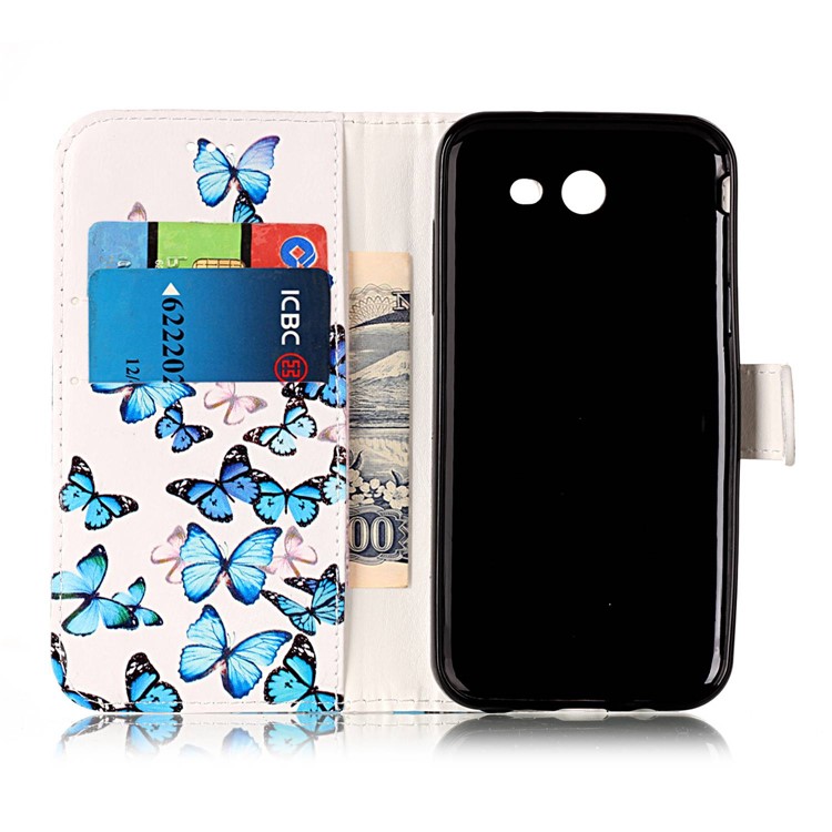 Patterned Wallet Leather Stand Case for Samsung Galaxy J3 Emerge/J3 Prime/J3 (2017) - Blue Butterflies-4