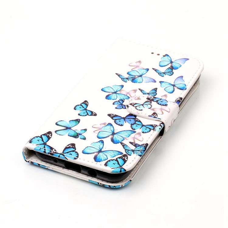 Patterned Wallet Leather Stand Case for Samsung Galaxy J3 Emerge/J3 Prime/J3 (2017) - Blue Butterflies-5