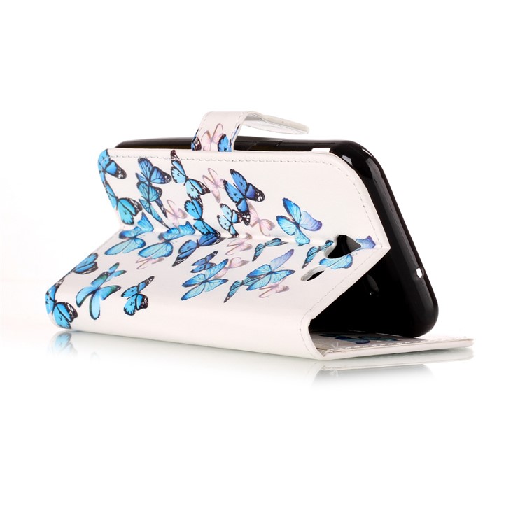 Patterned Wallet Leather Stand Case for Samsung Galaxy J3 Emerge/J3 Prime/J3 (2017) - Blue Butterflies-6