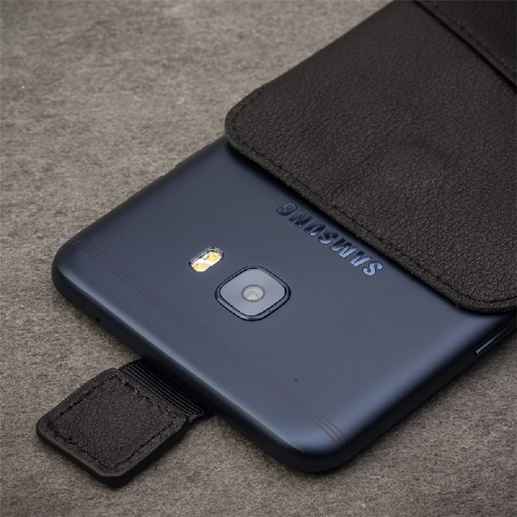 QIALINO Universal Genuine Leather Pouch for Samsung Galaxy C7 Pro, Size: 158 x 80mm - Black-3