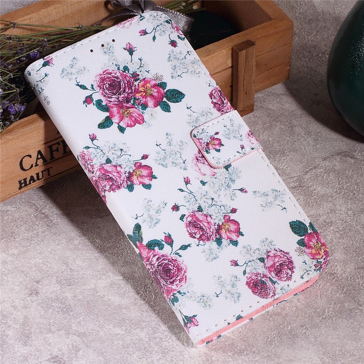 Callfree Pattern Printing Leather Wallet Stand Mobile Phone Case for Samsung Galaxy S8 G950 - Pretty Peonies-1