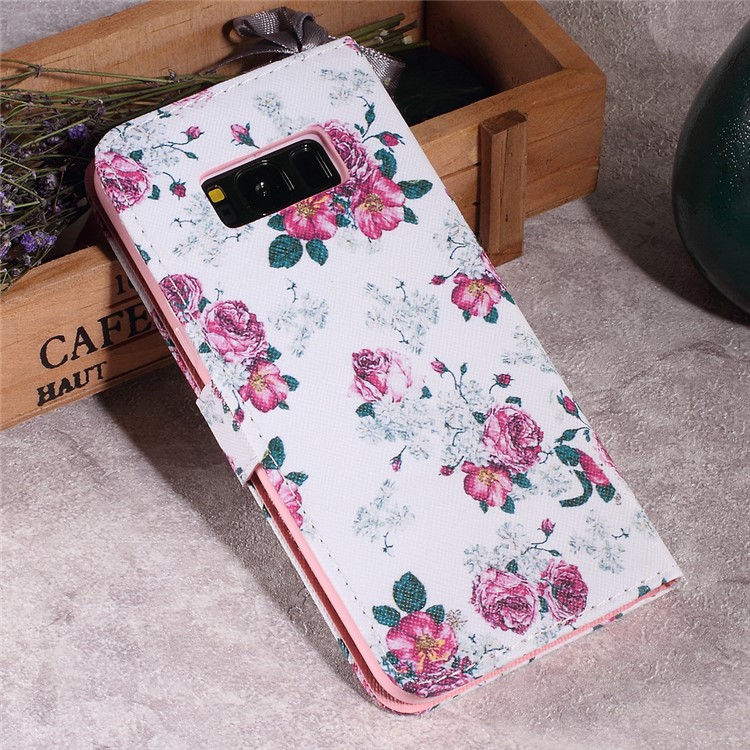 Callfree Pattern Printing Leather Wallet Stand Mobile Phone Case for Samsung Galaxy S8 G950 - Pretty Peonies-2