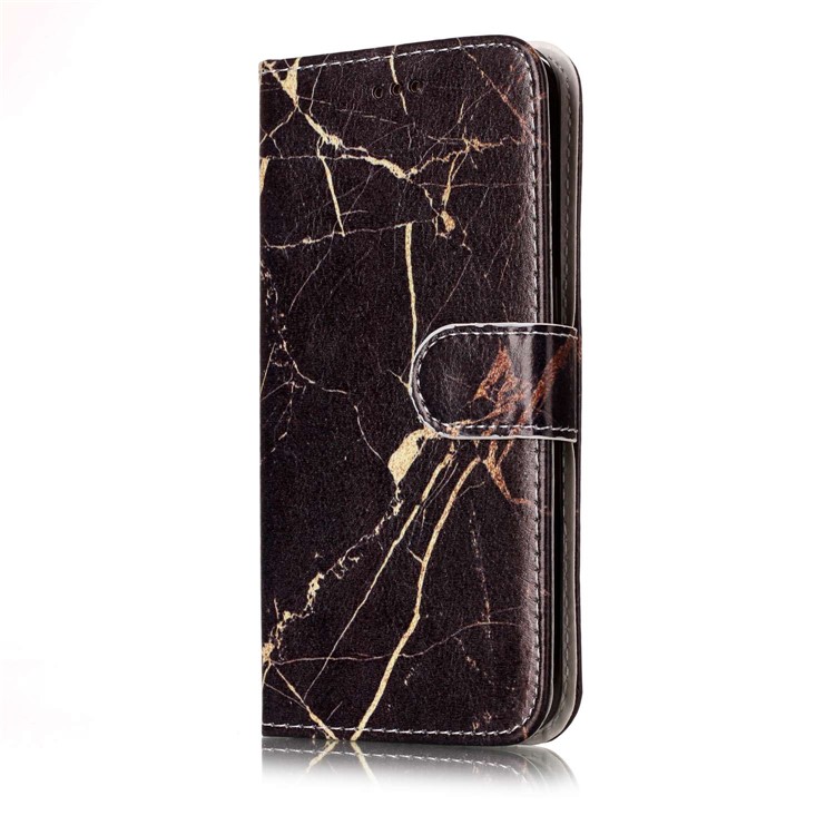 Pattern Printing Wallet Leather Stand Cover for Samsung Galaxy S7 G930 - Black Marble Pattern-2