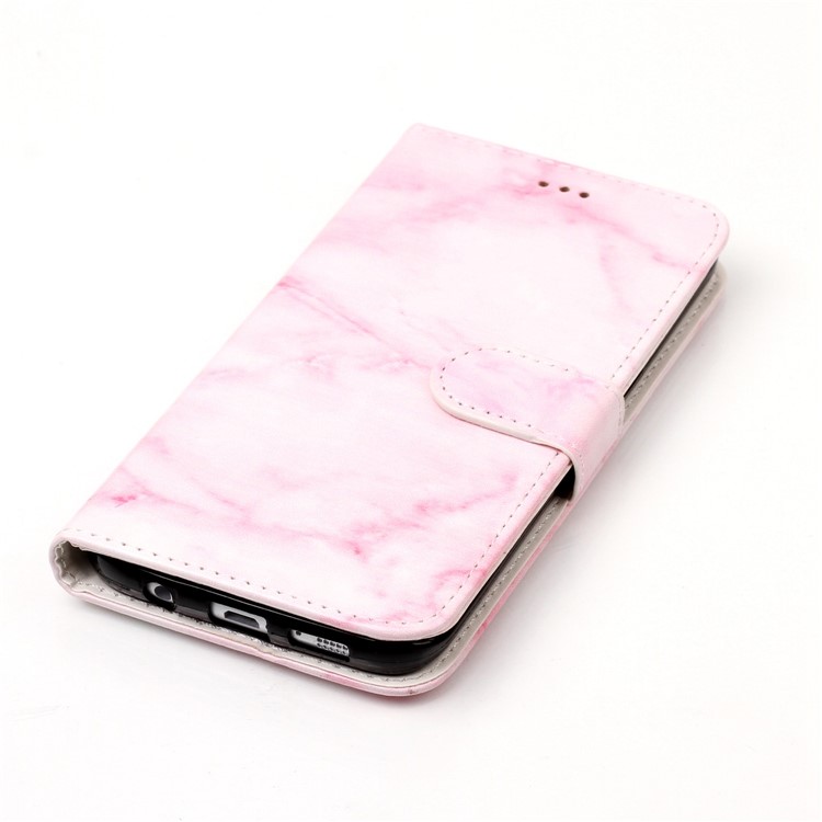For Samsung Galaxy S7 edge SM-G935 Stand Leather Wallet Cover Case - Pink Marble-5