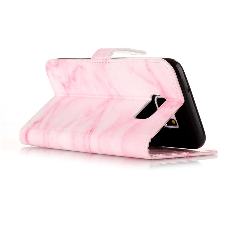 For Samsung Galaxy S7 edge SM-G935 Stand Leather Wallet Cover Case - Pink Marble-6