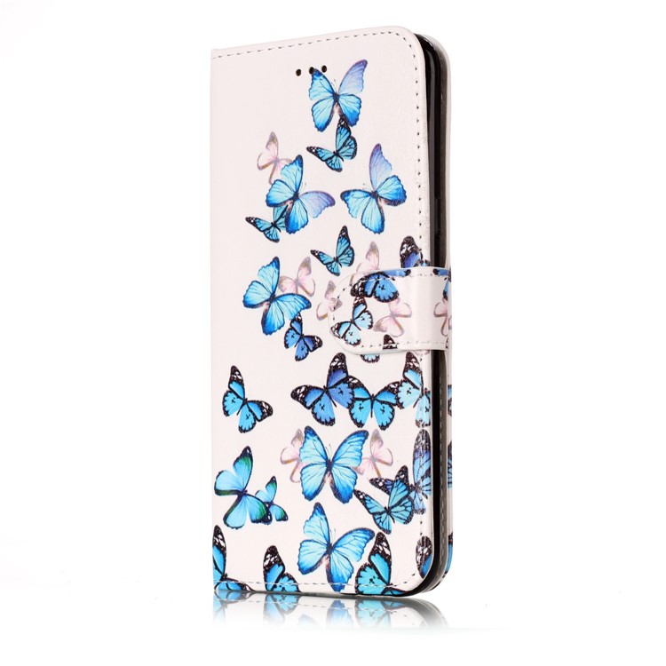 Patterned Leather Mobile Phone Cover for Samsung Galaxy S8 G950 - Blue Butterflies-2