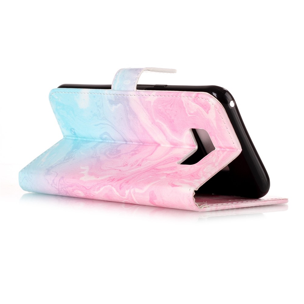 Patterned Leather Wallet Protection Mobile Casing for Samsung Galaxy S8 G950 - Blue and Rose Lava Pattern-6