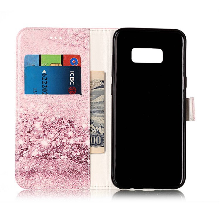 For Samsung Galaxy S8 Plus G955 Pattern Printing PU Leather Wallet Phone Case - Glittery Sequins-4