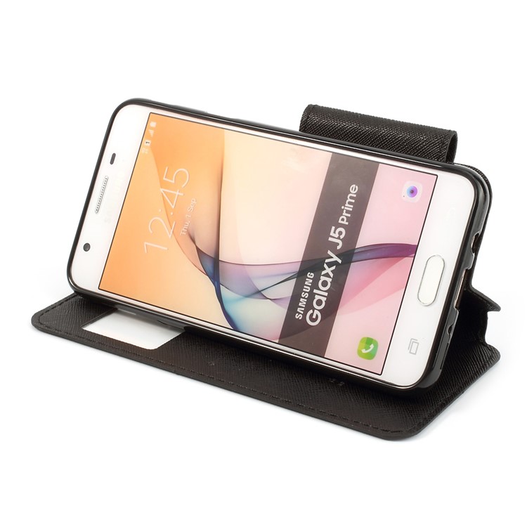ROAR KOREA View Window Leather Phone Casing for Samsung J5 Prime/On5 2016 - Black-3