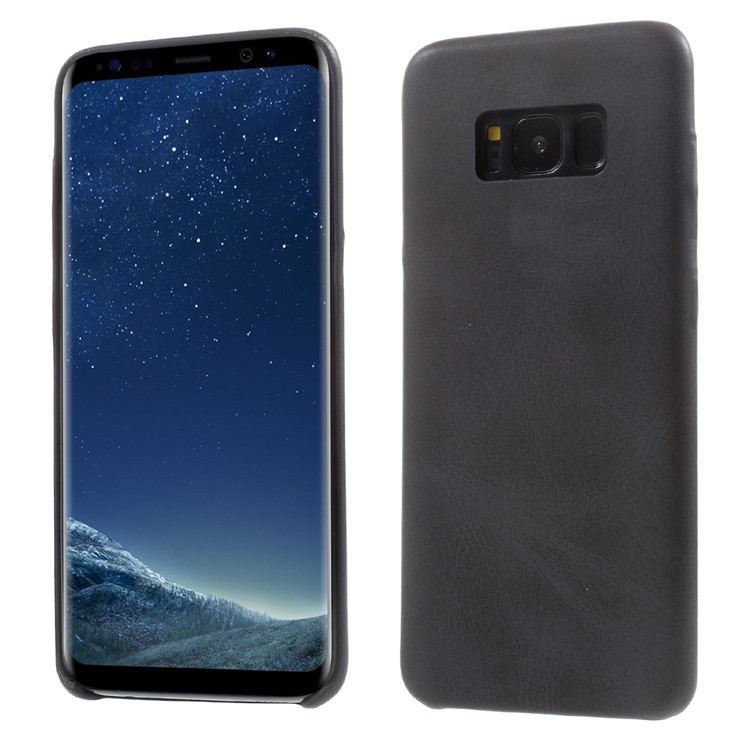 Crazy Horse Skin PU Leather Coated PC Phone Cover for Samsung Galaxy S8 Plus G955 - Black-1