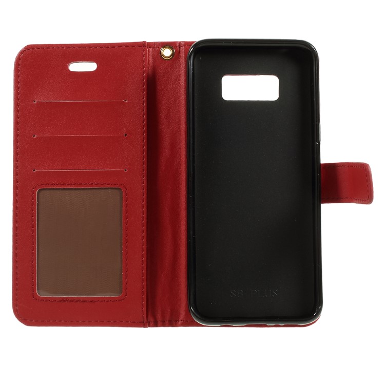 For Samsung Galaxy S8+ SM-G955 Crocodile Texture Wallet Leather Stand Cover with Wrist Strap - Red-6