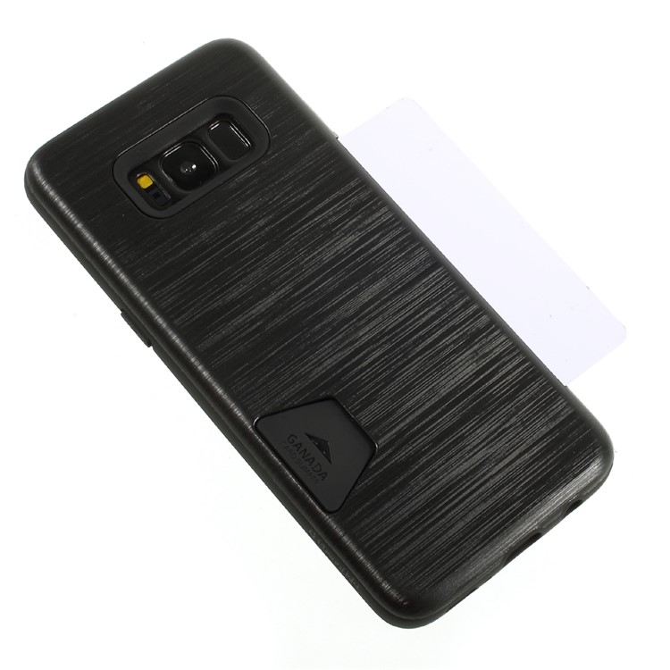 Brushed PC TPU Phone Cover with Card Holder for Samsung Galaxy S8 Plus G955 - Black-2