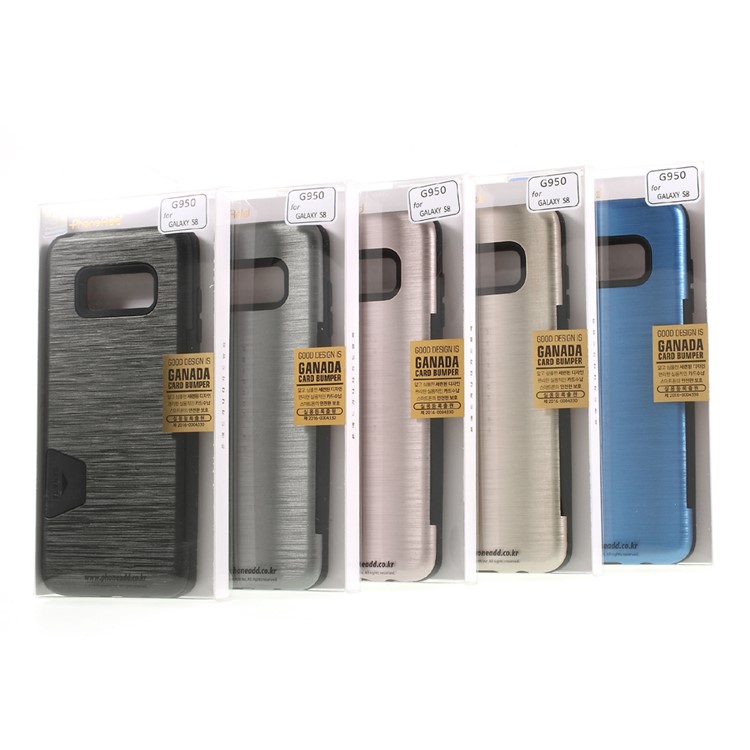 Brushed PC TPU Phone Cover with Card Holder for Samsung Galaxy S8 Plus G955 - Black-7