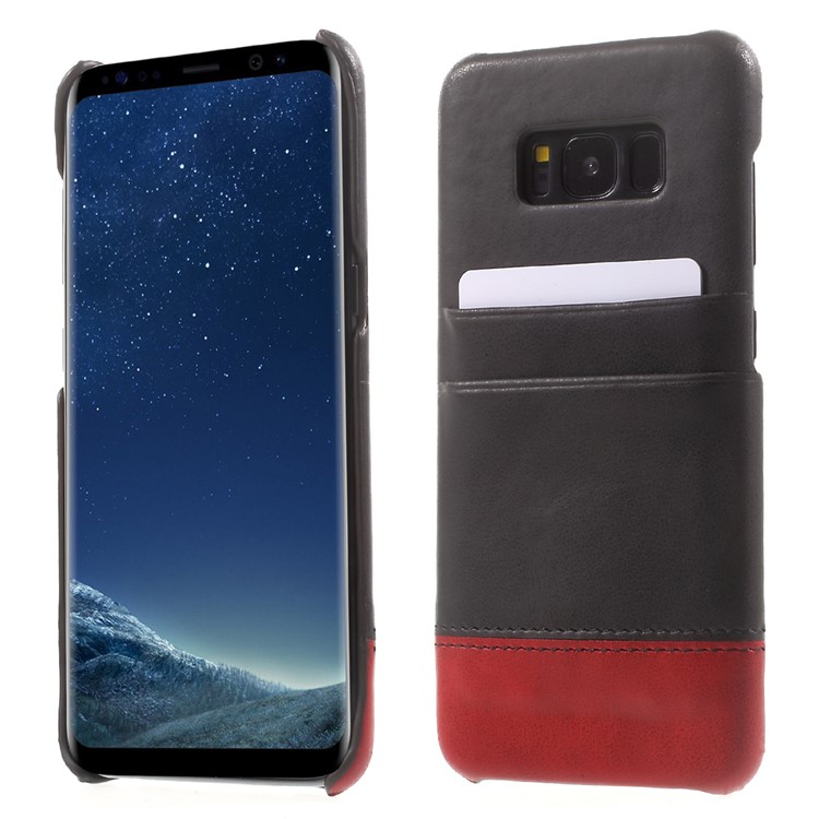 Vintage Style Bi-color PU Leather Coated Card Slots PC Back Case for Samsung Galaxy S8 G950 - Black-1