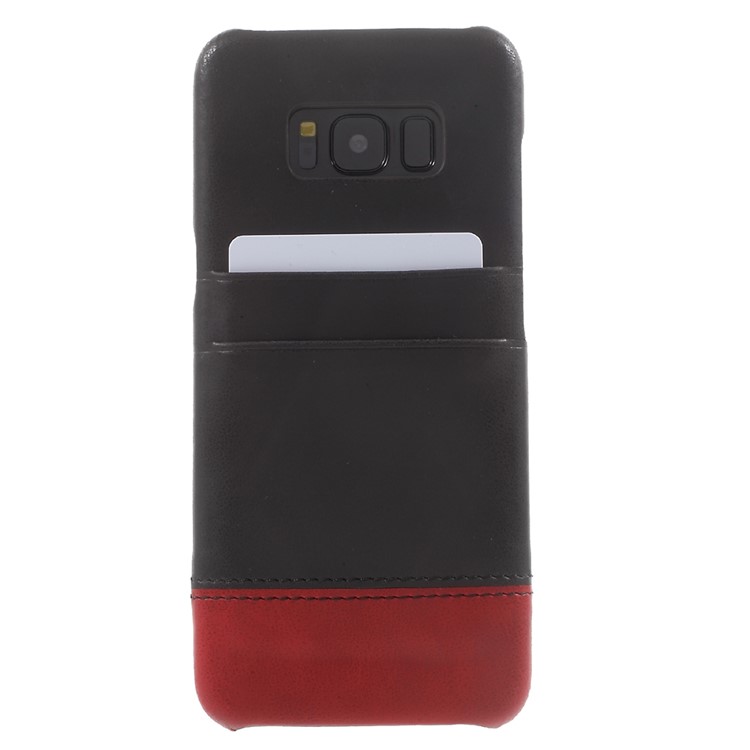 Vintage Style Bi-color PU Leather Coated Card Slots PC Back Case for Samsung Galaxy S8 G950 - Black-2