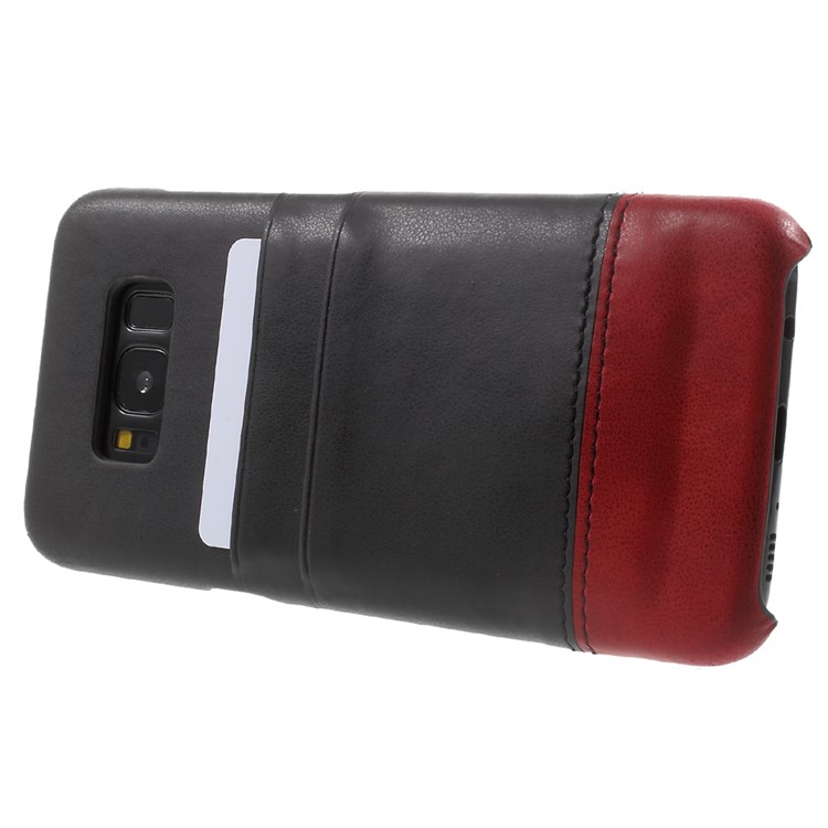Vintage Style Bi-color PU Leather Coated Card Slots PC Back Case for Samsung Galaxy S8 G950 - Black-3