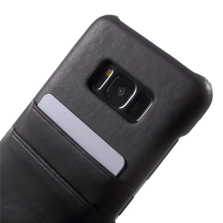 Vintage Style Bi-color PU Leather Coated Card Slots PC Back Case for Samsung Galaxy S8 G950 - Black-5