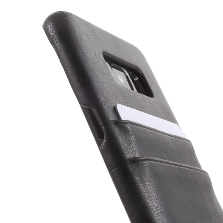 Vintage Style Bi-color PU Leather Coated Card Slots PC Back Case for Samsung Galaxy S8 G950 - Black-6
