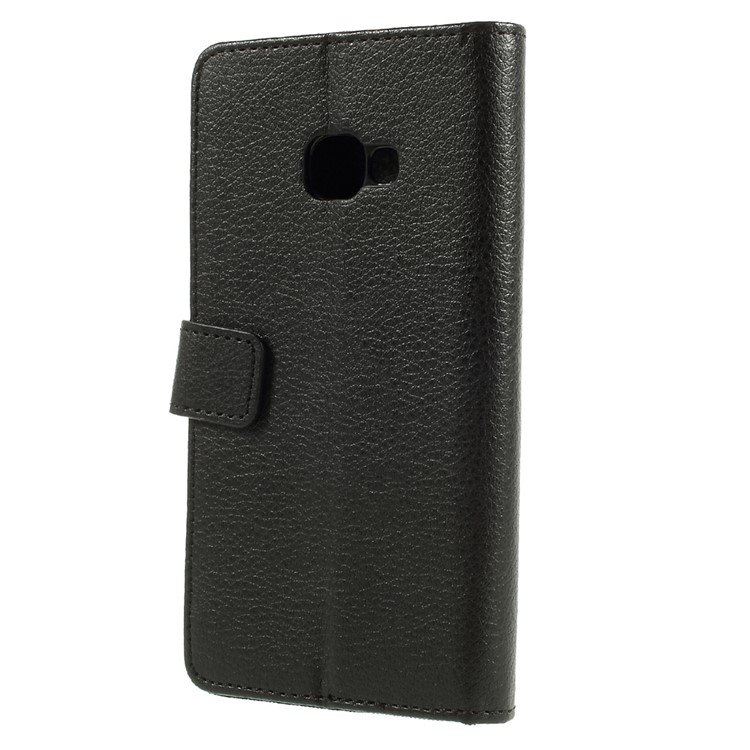 Litchi Grain Leather Wallet Stand Cell Phone Cover for Samsung Galaxy Xcover 4 - Black-2
