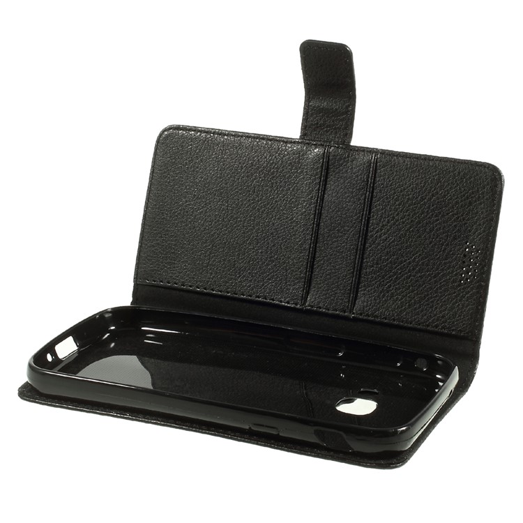 Litchi Grain Leather Wallet Stand Cell Phone Cover for Samsung Galaxy Xcover 4 - Black-5