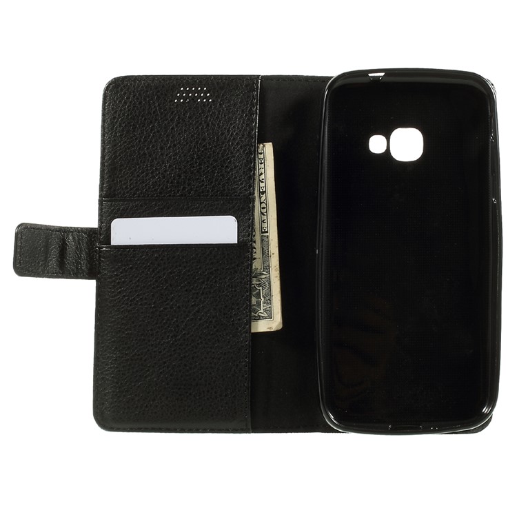 Litchi Grain Leather Wallet Stand Cell Phone Cover for Samsung Galaxy Xcover 4 - Black-6