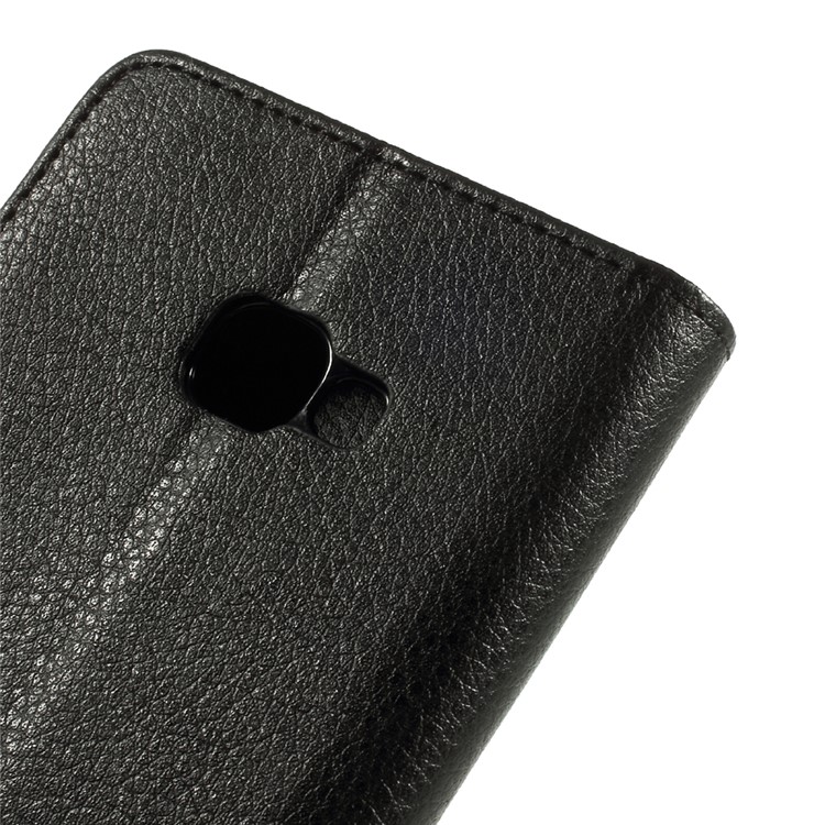 Litchi Grain Leather Wallet Stand Cell Phone Cover for Samsung Galaxy Xcover 4 - Black-8