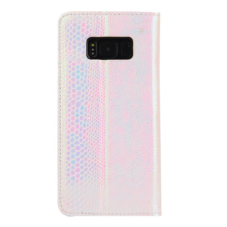 For Samsung Galaxy S8 SM-G950 Fancy Snake Texture TPU+PU Leather Wallet Case with Stand - Pink-3