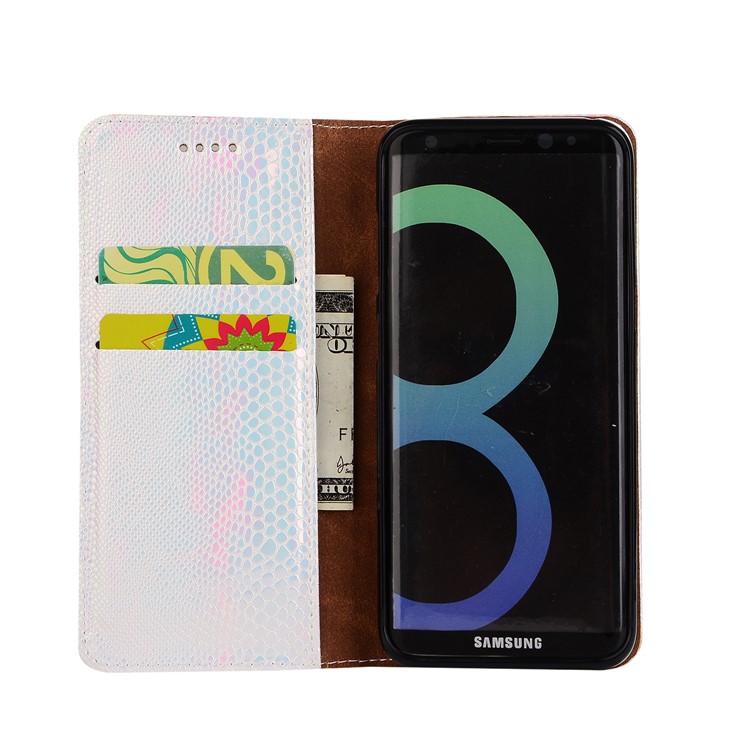 For Samsung Galaxy S8 SM-G950 Fancy Snake Texture TPU+PU Leather Wallet Case with Stand - Pink-4