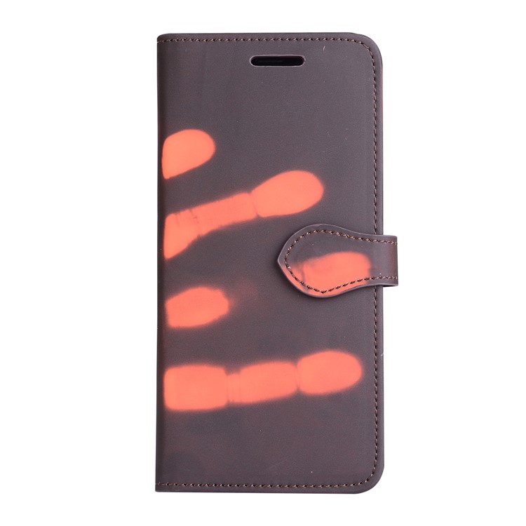 Thermal Induction Fluorescent Color Changing Wallet Leather Cover with Stand for Samsung Galaxy S8 SM-G950 - Black-1