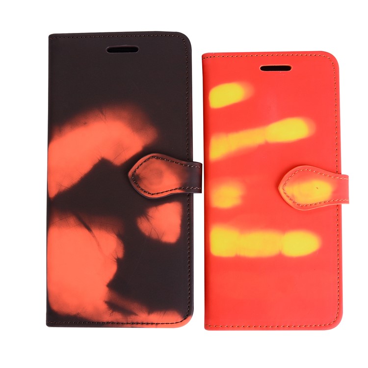 Thermal Induction Fluorescent Color Changing Wallet Leather Cover with Stand for Samsung Galaxy S8 SM-G950 - Black-5