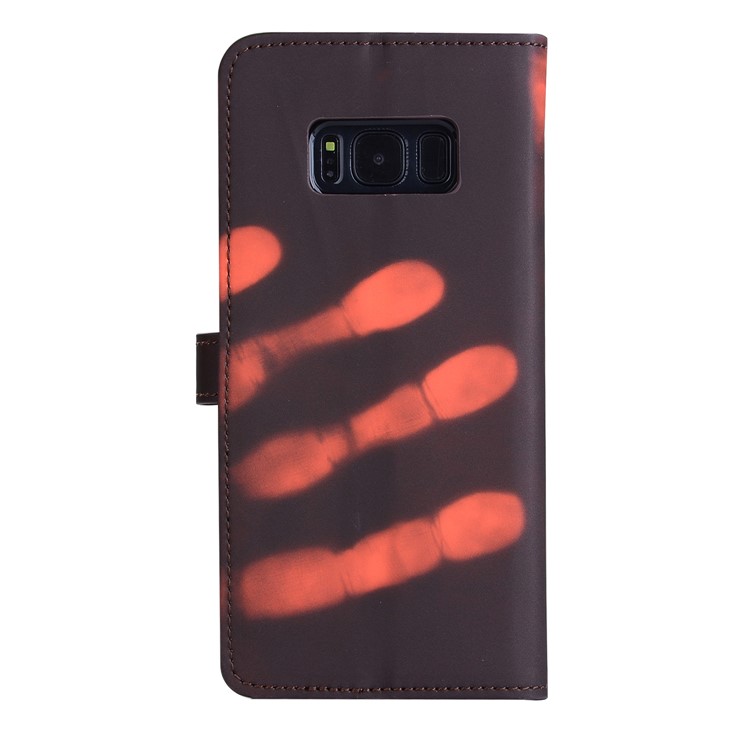 Thermal Induction Fluorescent Color Changing Wallet Leather Cover with Stand for Samsung Galaxy S8+ G955 - Black-4