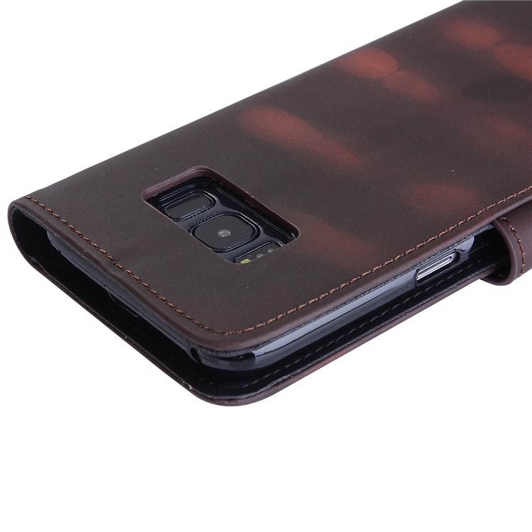 Thermal Induction Fluorescent Color Changing Wallet Leather Cover with Stand for Samsung Galaxy S8+ G955 - Black-5
