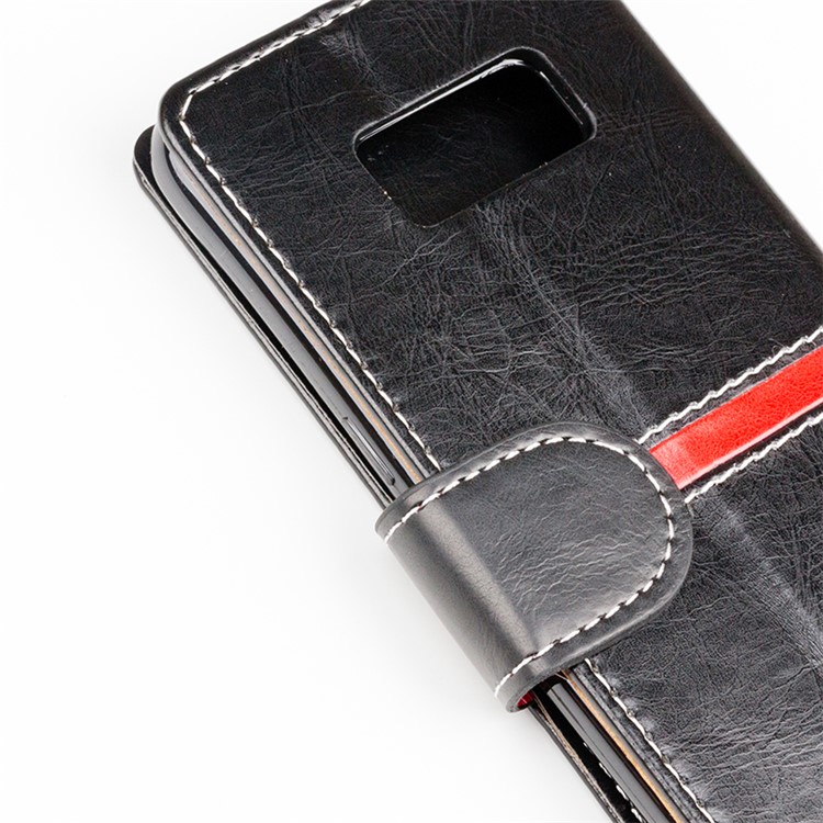 For Samsung Galaxy S8+ SM-G955 Graceful Series Foldable Leather Wallet Phone Cover - Black-6