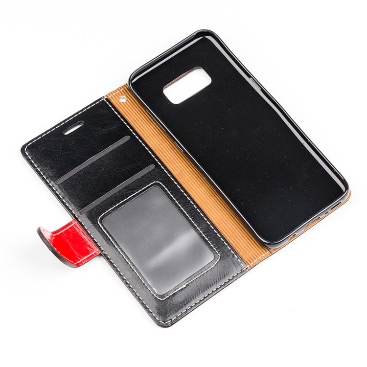 For Samsung Galaxy S8+ SM-G955 Graceful Series Foldable Leather Wallet Phone Cover - Black-7