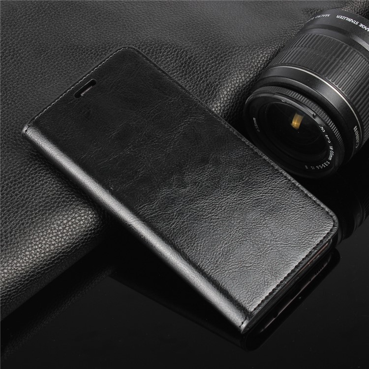 For Samsung Galaxy S8 G950 Crazy Horse Genuine Leather Wallet Case with Stand - Black-10