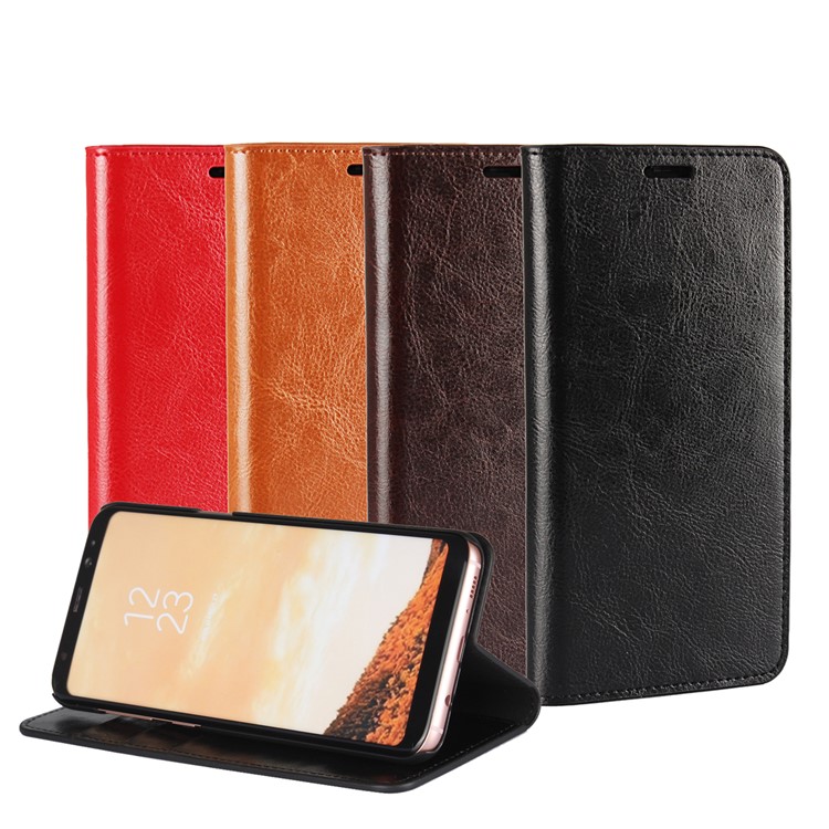 For Samsung Galaxy S8 G950 Crazy Horse Genuine Leather Wallet Case with Stand - Black-12