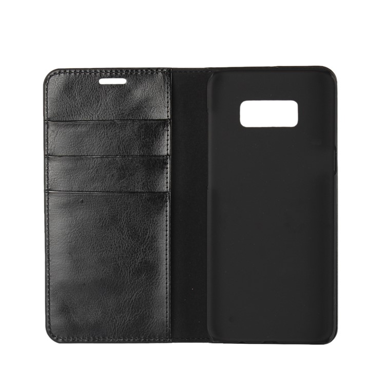 For Samsung Galaxy S8 G950 Crazy Horse Genuine Leather Wallet Case with Stand - Black-4