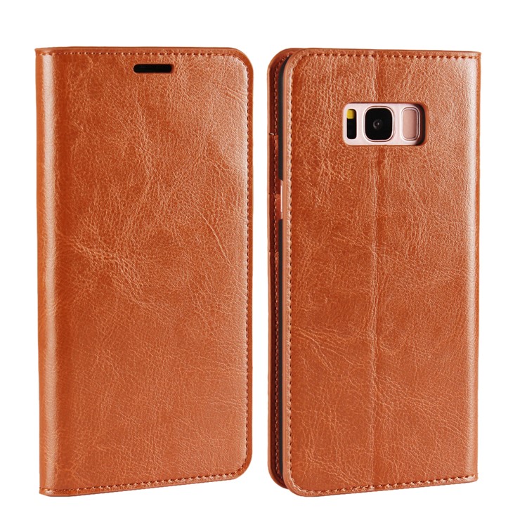 

Crazy Horse Genuine Leather Wallet Case Shell for Samsung Galaxy S8 Plus G955 - Brown, Galaxy S8+