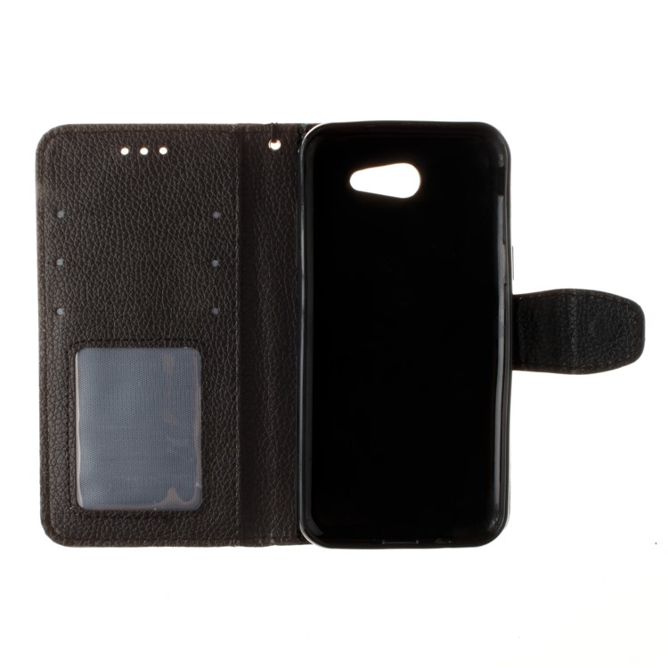 Litchi Skin PU Leather Card / Photo Slots Phone Case for Samsung Galaxy J3 Emerge/J3 Prime/J3 (2017) - Black-9