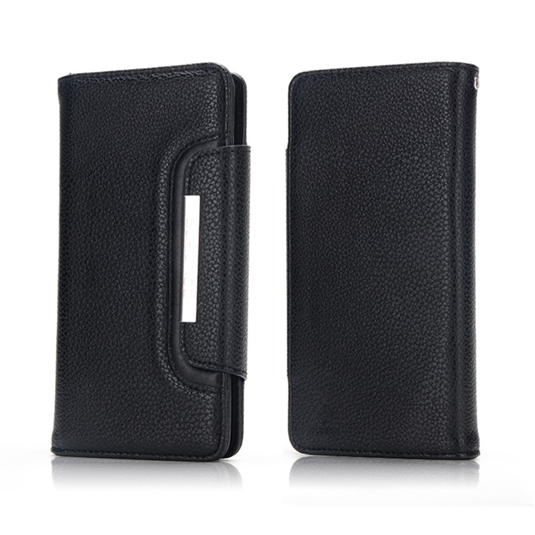 Litchi Skin Leather Cover + Detachable TPU Case for Samsung Galaxy S8 Plus G955 - Black-1
