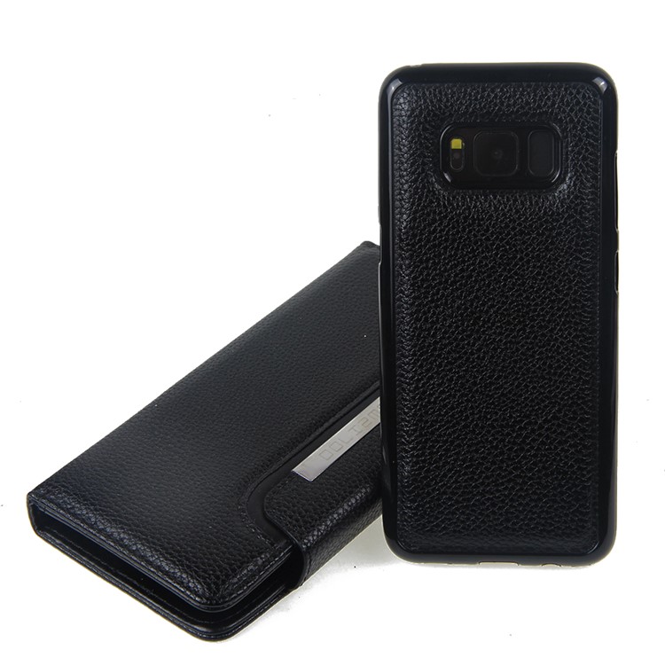 Litchi Skin Leather Cover + Detachable TPU Case for Samsung Galaxy S8 Plus G955 - Black-8