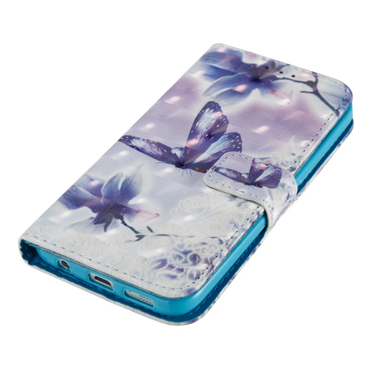 Patterned Light Spot Decor Leather Wallet Case with Lanyard for Samsung Galaxy S7 G930 - Flowers and Butterflies-4